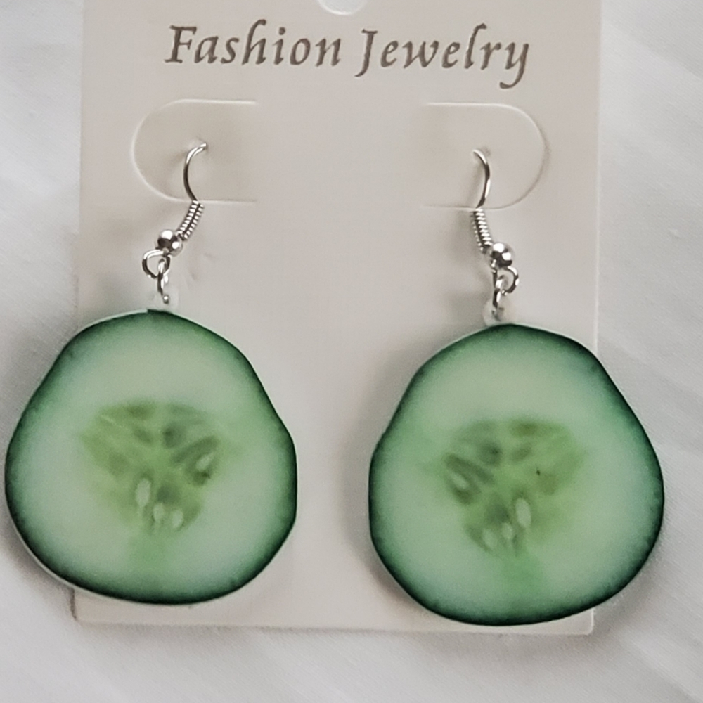 Cucumber slice veggie earrings